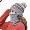 Beanie/Kafatası Kapakları Kış Örme Şapka Eşarp Seti Kadınlar Sıcak Beanies Peluş Kapağı Karışım Renkleri Moda Rüzgar ve Soğuk Direnç Hat1