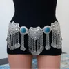 Ketens buik taille keten zigeuner sieraden vintage acryl kralen munt tassel hanger Boheemse stijl dance glamour vrouwen lichaamsketen.