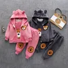 Toddler inverno bebê menino menina roupa conjunto manter quente engrossar cartoon urso padrão infantil roupas crianças roupas esporte terno lj201221