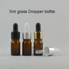 5 ml 50 stuks mini schattige navulbare glazen olie parfumfles met druppel parfum case kleurrijk voor gratis verzending