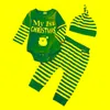 Ensembles de vêtements de Noël bébé bébé filles garçons 3pcs Set ma première lettre imprimer le body à manches longues + pantalon + chapeau