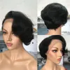 10A Grade Pixie Wigs Virgin Brazilian Human Hair Lace Closure Wigs Natural Black Short Bob Lace Wigs 150% Density