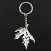 Mode 20 pcs/lot porte-clés porte-clés bijoux plaqué argent pliant feuilles d'érable pendentifs breloques argent cadeau