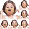 Maschere unisex stampate con faccia buffa 3D per adulti Maschera per la bocca regolabile in cotone riutilizzabile lavabile antivento per bambini