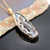 Natural agate geode pendant agate piece pendant agate rough electroplating pendant necklace diy jewelry accessories