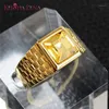 Cluster-Ringe 2021 Original Design Ring Uhrenarmband Edelstahl Multi-Color Square Cut Glas Kristall Muster Attraktiver Unisex-Schmuck1