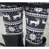 Зимние рождественские снежинки вязаные леггинсы Xmas теплые чулки брюки простирают колготки женщин буткут растягивающие штаны