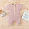 lioraitiin 0-18m Newborn Infant Baby Boy Girl Summer Romper Short Sleeve Cotton Soft Solid Jumpsuit Casual Clothing G1221