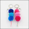 Keychains Fashion Accessories 1Pc Gradient Color Ball Pompon Keyring Charm Women Bag Pendant Summer Jewelry Drop Delivery 2021 J1D