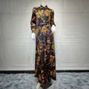 Moda francuskie eleganckie sukienki Maxi dla kobiet nadruk retro muzułmanin dubaj Abaya Lapel jednorzędowa koszula z długim rękawem sukienka zapytanie 220309