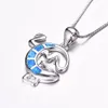 Fine Jewelry High Quality Blue Opal Gecko Pendant Pure In Solid 925 Sterling Silver necklace For Gift2952