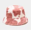 8 Styles Black And White Cow Pattern Fisherman Hat Tourism Outdoor Warm Plush Hat Female Printing Basin Caps DB354