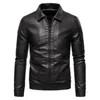 Mens PU Leather Outdoor Jackets Fashion Trend Long Sleeve Zipper Lapel Washed Coats Clothing Designer Male Winter New Casual Slim Outerwear