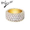 Topgrillz 5 صفوف مثلجة الكاملة Zircon bling Rings Gold Silver Color Charm Men Hip Hop Jewelry for Gifts Y1124219Q