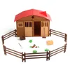 Simulatie boerderij ranch diy vecht bouwstenen huis dier en planten hek montage zand tafel scène model speelgoed