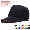 Coton personnalisé 5 panneaux casquette de baseball unie broderie impression logo toutes les couleurs disponibles réglable strapback chapeau adulte été blanc pare-soleil