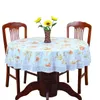 Pastoral PVC Runde Tischdecke Wasserdichte Öldichte Kunststoff Tischdecken Blumendruck Spitze Rand Anti Heißkaffeetisch Tücher T200707