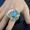 ファッションジュエリーの花蝶の女性ティーン女の子クリスタル陳述の婚約を約束する結婚指輪2色選択サイズ（6-9）