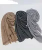 Partihandel Pris 90 * 180cm Kvinnor Muslim Crinkle Hijab Scarf Femme Musulman Soft Cotton Headscarf Islamic Hijab Sjalar och Wraps