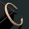 Europe America Fashion Style Lady Women Titanium steel Engraved B Letter Singlle Row Diamond Open Bangle Bracelet 2 Color258W