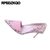 Brand Snakeskin Pink Shoes Mulheres saltos altos finos elegantes 2020 3 polegadas Ponto Bombas de ponta de ponta de prata Sarpin Sarpin 4 34 Snake1
