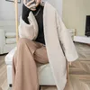 Sonbahar Kış Uzun Yün Ceket Kadın Kalınlaşmış Sıcak Klasik Moda Kürk Entegre Lace Up Kaşmir Ceket Kadın Parkas Lüks 201218