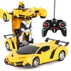 New Rc Transformer 2 In 1 Rc Car Driving Sports Cars Drive Transformation Robots Models Remote Control Car Rc Fighting Toy Gift Y25169026
