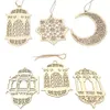 Party Decoration Ramadan Träinredning Eid Mubarak Muslim Moon Star Plate Hollow Pendant Islamic Festival Event Tillbehör JJF13871