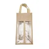 Jute Wijnfles Gift Bag Draagbare Eco Verpakkingsdrager Tas