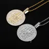 Iced Out Round Pendant Necklace Letter Saty Hard Gold Silver Plated Mens Hip Hop Necklaces Jewelry7359747