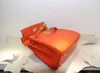 Handbag Crocodile Leather 7A Quality Genuine Handswen whosale 32 cm totes brand real matte orange color wax line stitchingY069