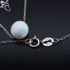 Biały Ogień Opal Naszyjniki Dla Kobiet 925 Sterling Silver Chain Natural Stone Wisiorek Naszyjnik Lady Moda Biżuteria Elegancki prezent Q0531