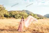 Modern A Line Prom Dresses Side Split Photoshoot Gowns Scoop Neck Long Sleeve Maternity Dress Robes 2022