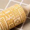 Ny stil Leaf Bee Hive Cactus Jul Embossing Rolling Pin Baking Cookies Biscuit Fondant Cake Dough Graverad Wood Roller 201023