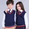 Acthink New Girls Colete Sweater Brand School Crianças V-pescoço Vest Borne para Meninos Crianças Fall / Inverno Camisola de Malha, C321 20127