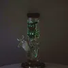 Glow In The Dark Heady Verre Bong 3D Champignon Owl Motif Conduites D'eau Droite Perc Huile Dab Rigs Avec Des Narguilés Diffus Downstem LXMD20106