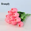 10pcs Fake Tulip Artificial Flowers Real Touch Bukiet do dekoracji domu Wysokiej jakości biały ślub LJ200910