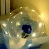 LED Luminous Balloon Rose Bouquet Transparent Bubble Rose Flashing Light Bobo Ball Valentines Day Gift Birthday Party Wedding Decor E121802