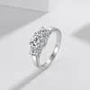 100% originale anello in argento massiccio 925 collegamento sfalsato 6mm 1ct CZ Zirconia anelli di fidanzamento di nozze per le donne regalo gioielli XR445