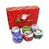 2020 Weihnachtsanzug-Duftkerzenglas mit Handgeschenkbox, Süßigkeiten-Blumen-Tee-Dose, runde Trommel, Metall-Blechdose