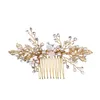 2021 Bridal Headdress Hair Accessories Wedding Headpiece Comb Luxury Crystals Pearls Gold Leaf Women Headbands Crown For Party AL8381