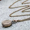 New small engraved ancient round pocket watch Quartz 27mm necklace vintage accessories wholesale Korean edition sweater chain fashion watch