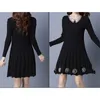 autumn and winter womens dress onepiece plus size loose knitted sweater dresses pullover elegant female printing dress 201110