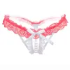 Lace Pearl T Back G-Strings bow knot Open Crotch Panties Thongs Women Underwear G Strings Sexy Lingerie under panty will and sandy