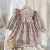 Robe en coton pour filles, manches longues, motif floral, mode coréenne, jupe, vêtements de princesse pour bébés, printemps-automne 2021