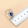 925 Sterling Silver Wedding Accessorie Bridal Smycken Satser med Natural Stone CZ Blue Armband och Ring Sets 220113