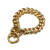 Dog Metal Collar P Chain Gold Stainless Steel Pet Necklace width Strong Large s Pitdog LJ201112