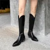 Hot Sale 2020 Hot Long Riding Boots Luxury Designer Women Block High Heels Wedges Winter Knä High Boots Heels Western Cowboy Boots