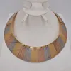 Pendientes, collar, alta calidad, juegos de joyas de oro de Dubái, pendientes y colgantes de 3 colores para señora, regalos de fiesta, conjunto de mujeres africanas