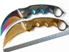 1 st Folding Blade Claw Knife 440c Titanumbelagda blad Stål + Aluminiumhandtag Karambit Utomhus Survival Tactical Knives